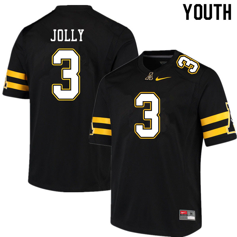 Youth #3 Shaun Jolly Appalachian State Mountaineers College Football Jerseys Sale-Black
